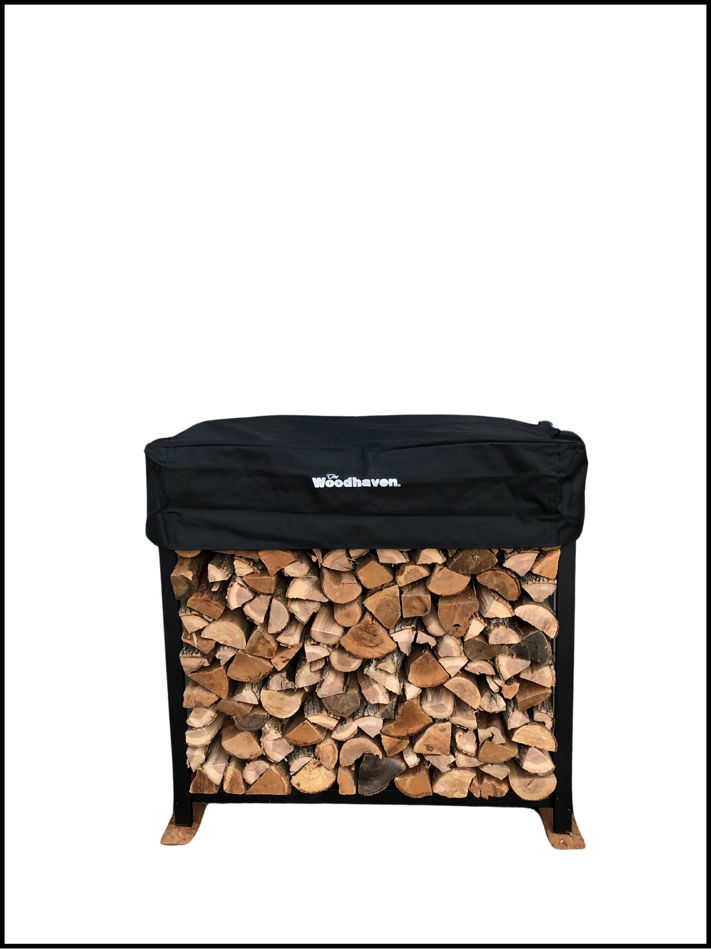 OneLogFire's 4' Firewood Rack With Black Cover, Includes 1/2 Face Cord Of Mixed Kiln-Dried Firewood Free Local Minnesota Delivery And Set-Up