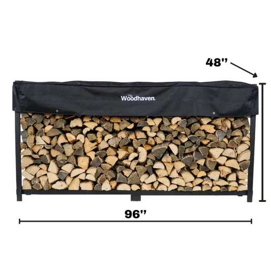 Premium Firewood Rack, 8ft With Black Cover, Will Hold 1- Face Cord Of Split Firewood. In Store Pick-Up Only Minnesota